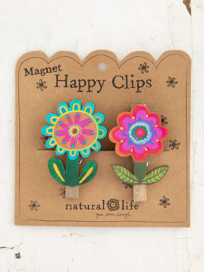 Natural Life Magnet Happy Clips Set of 2 Flower