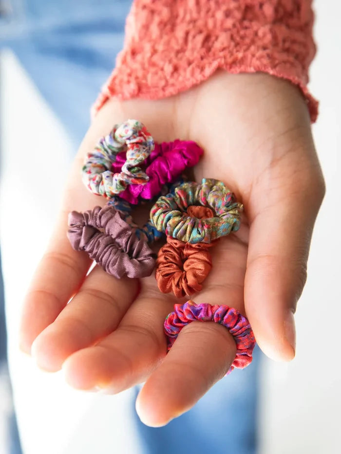 Natural Life Mini Satin Hair Scrunchies Set of 4- Rainbow