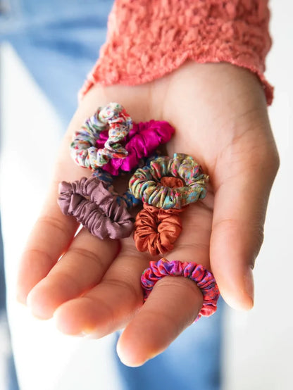 Natural Life Mini Satin Hair Scrunchies Set of 4- Rainbow