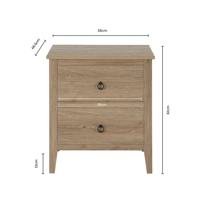 Nell 2 Drawer Bedside Table - Grey - DUSK