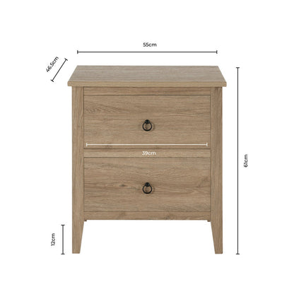 Nell 2 Drawer Bedside Table - Grey - DUSK