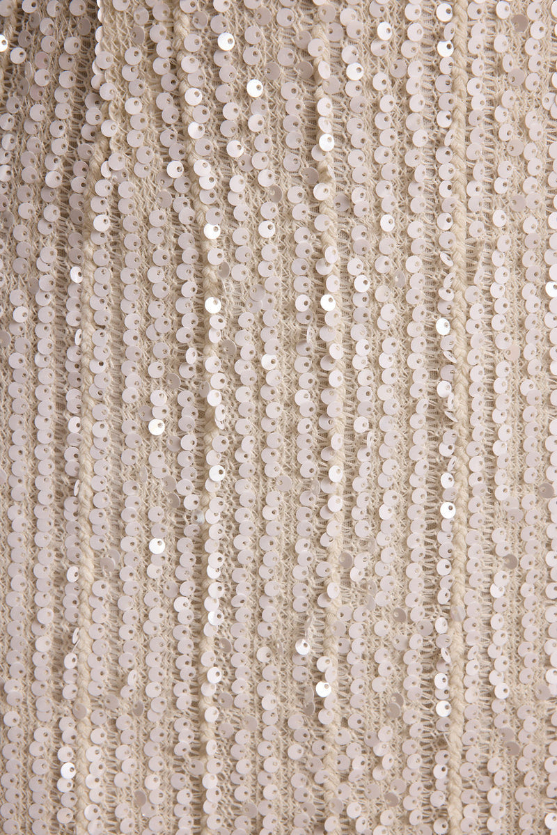 Additional view of the Nerina White Sequin Mini Dress from a different perspective.