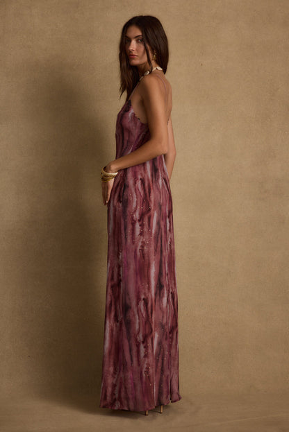 Nerissa Berry Chiffon Maxi Dress styled in a complete look from an alternate angle.