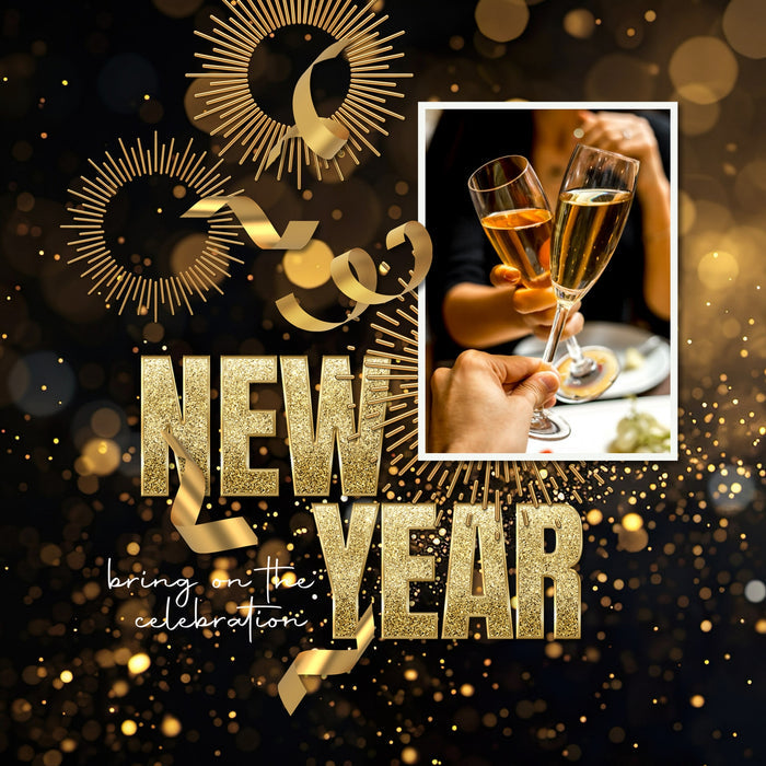 With elegant gold accents against black backgrounds, these digital scrapbooking papers by Lucky Girl Creative digital art are great for special occasions including New Year's, graduation, wedding, anniversary, black tie events, and more! This paper pack include 100 luxury, bokeh, fireworks, party, and patterned papers.