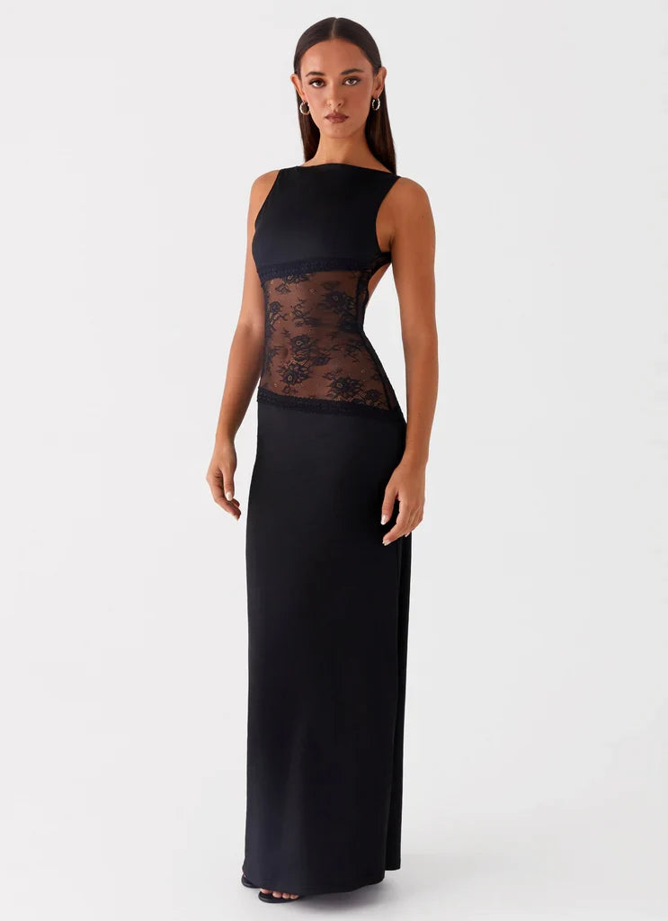 Nocturne Lace Backless Maxi Dress