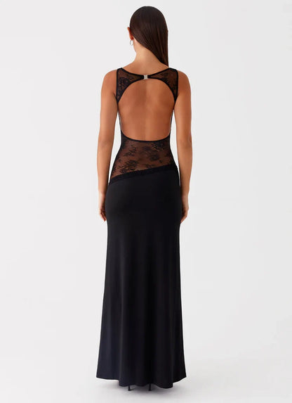 Nocturne Lace Backless Maxi Dress