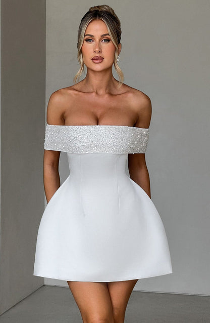 Noelle Mini Dress - Ivory Dress XS Babyboo Fashion Premium Exclusive Design