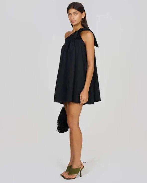 Noir One-Shoulder Mini Dress