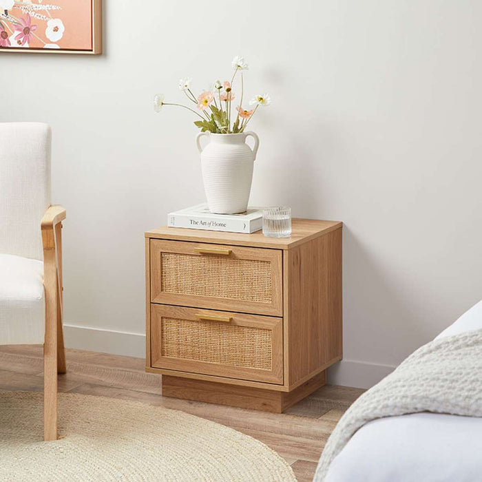 Noosa Rattan Bedside Table - Natural