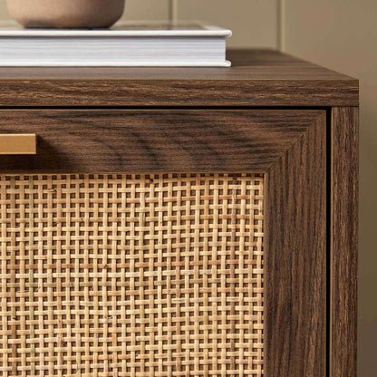 Noosa Rattan Bedside Table - Walnut