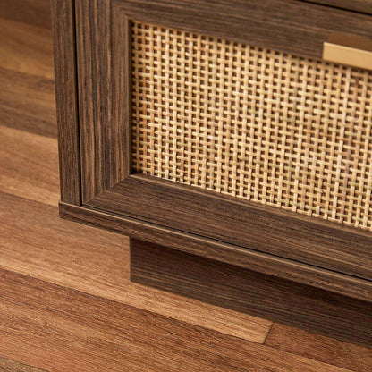 Noosa Rattan Bedside Table - Walnut