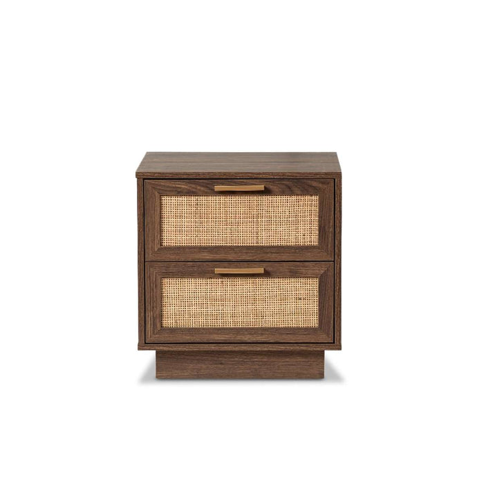 Noosa Rattan Bedside Table - Walnut