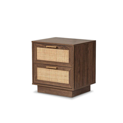 Noosa Rattan Bedside Table - Walnut