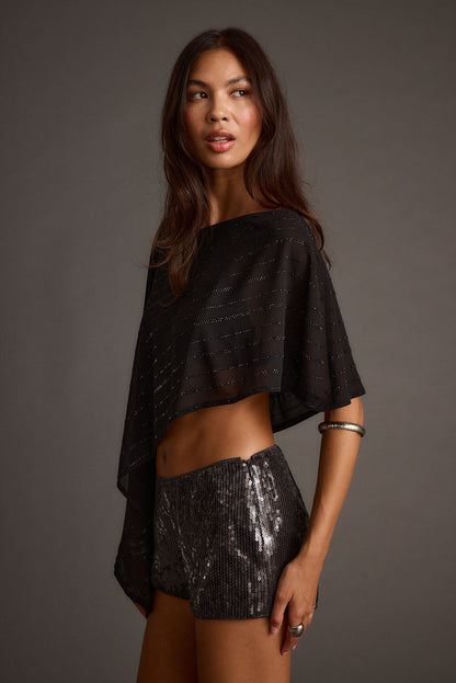 Oasis Black Rhinestone Shawl paired with complementary accessories for a polished look.