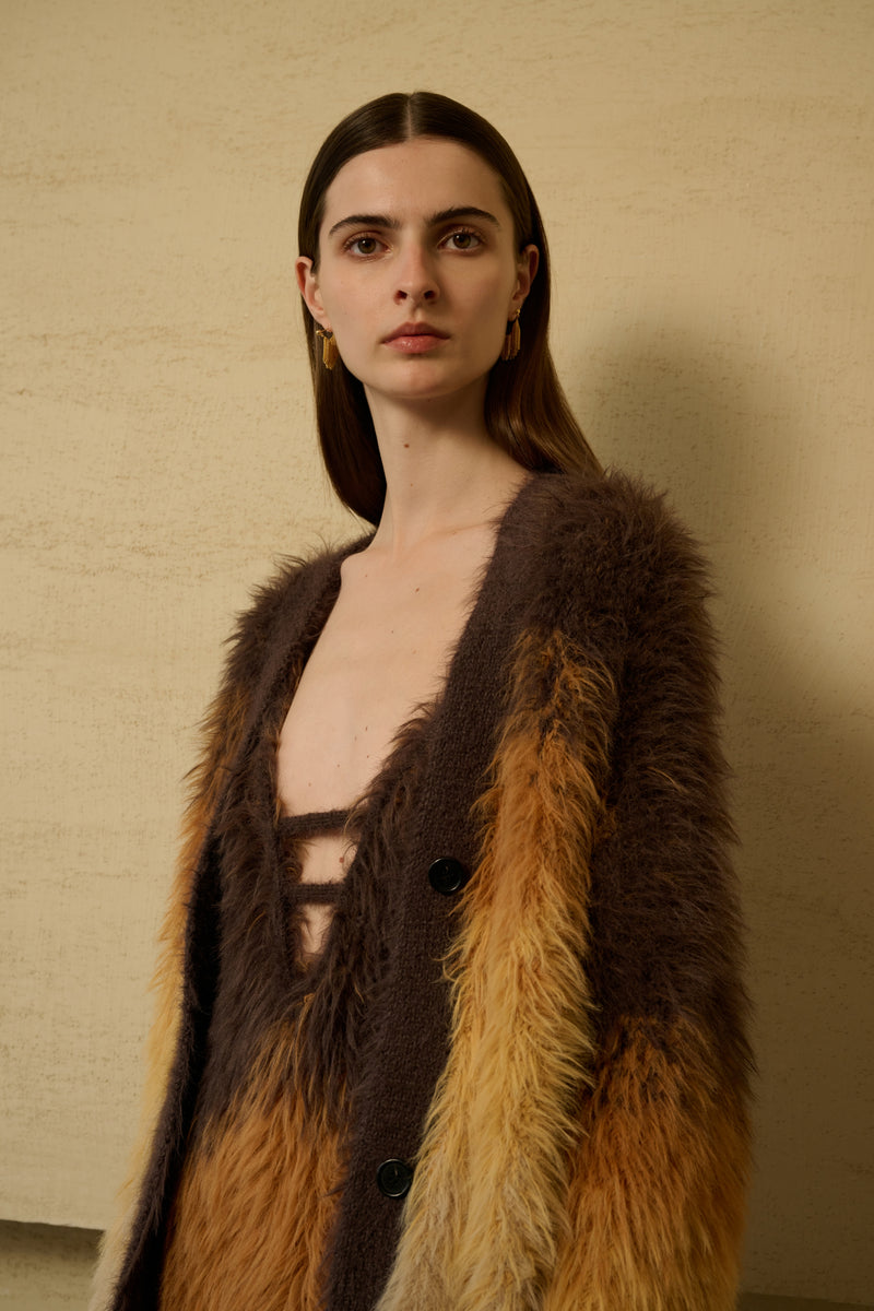 Ombre fuzzy cardigan
