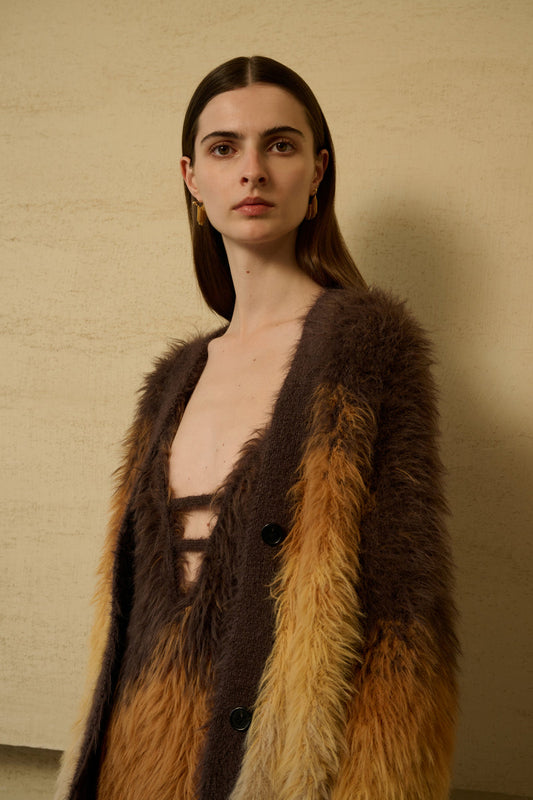 Ombre fuzzy cardigan