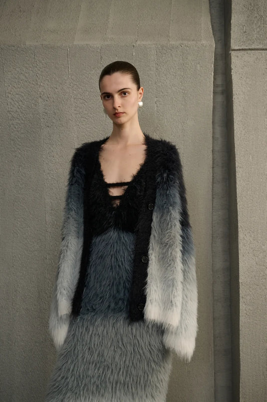 Ombre fuzzy cardigan