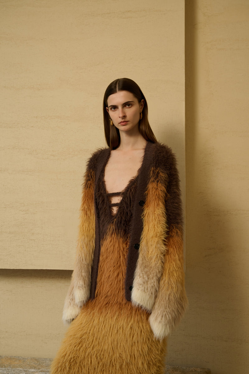 Ombre fuzzy cardigan