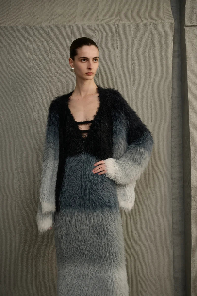 Ombre fuzzy cardigan