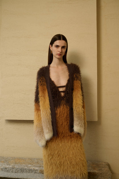 Ombre fuzzy cardigan