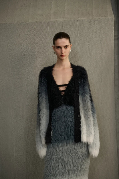Ombre fuzzy cardigan