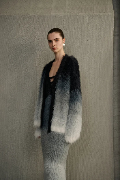 Ombre fuzzy cardigan