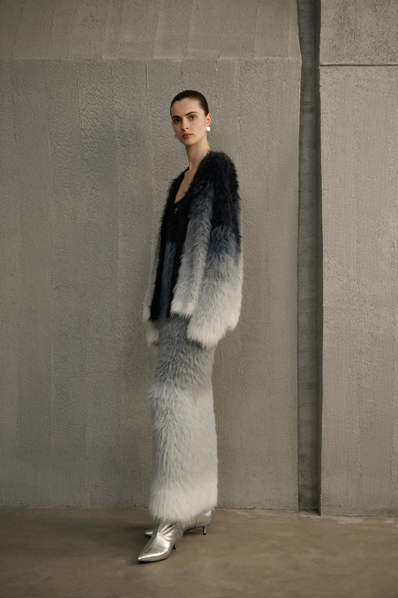 Ombre fuzzy cardigan