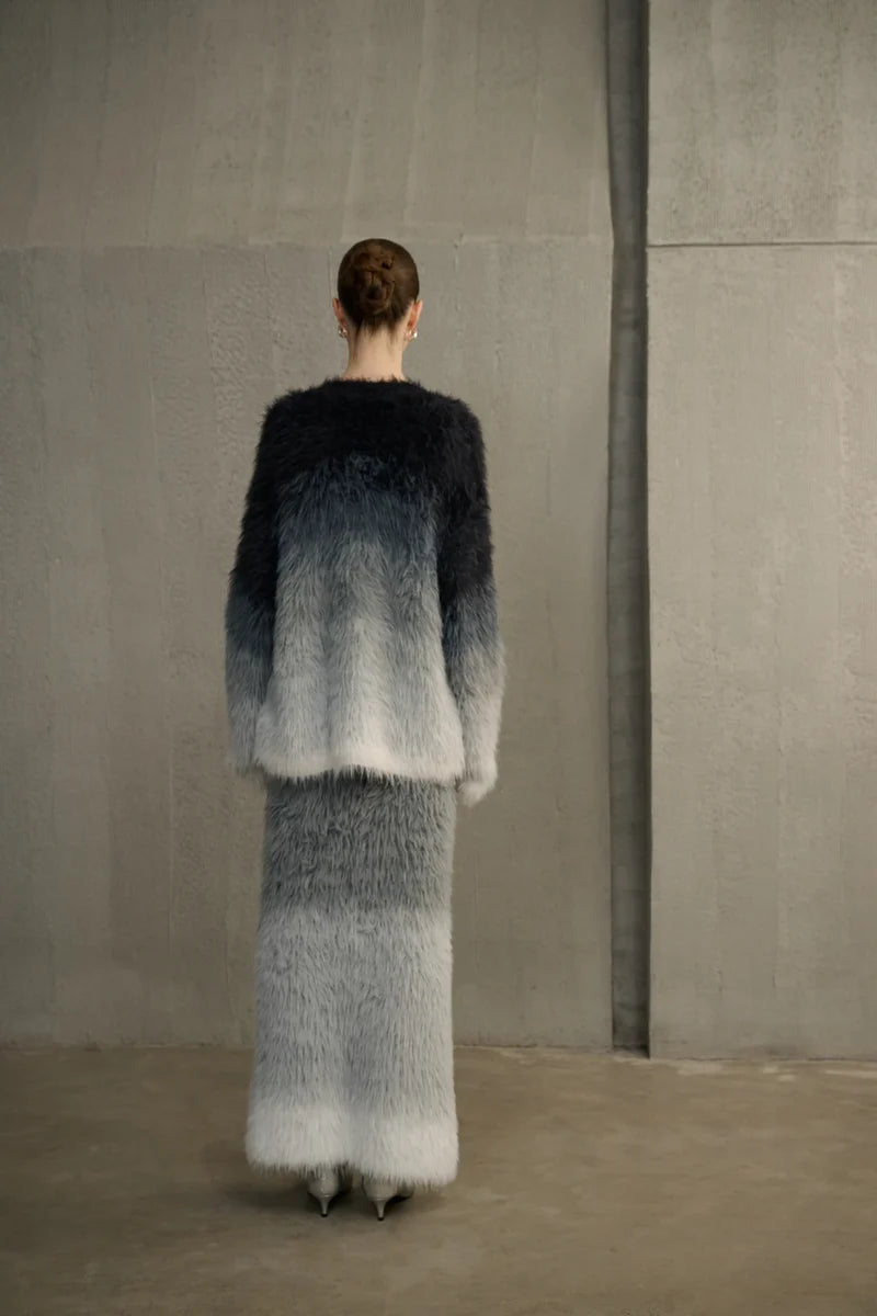 Ombre fuzzy cardigan