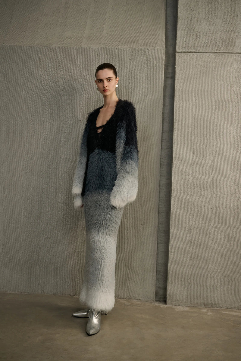 Ombre fuzzy cardigan