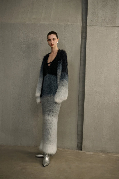 Ombre fuzzy cardigan