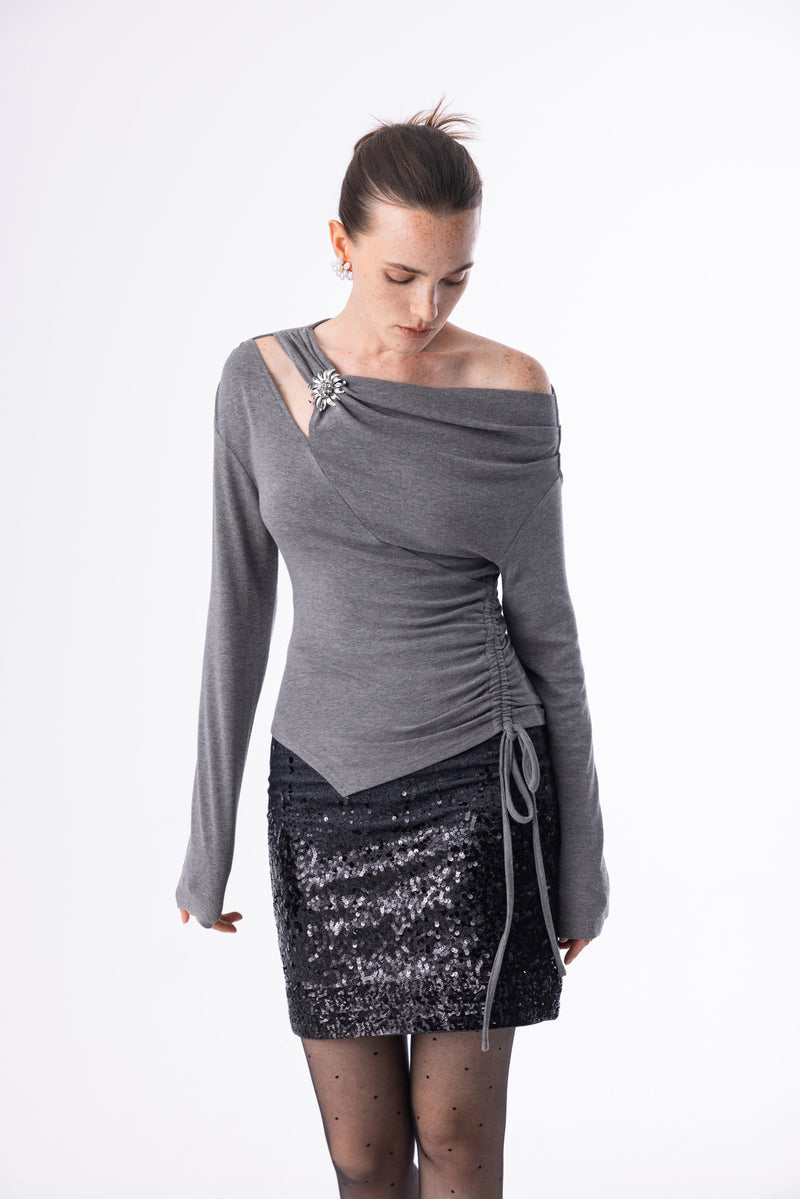 One shoulder cutout top