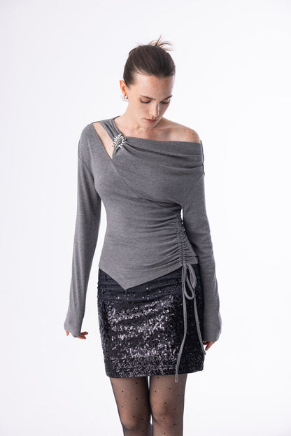 One shoulder cutout top