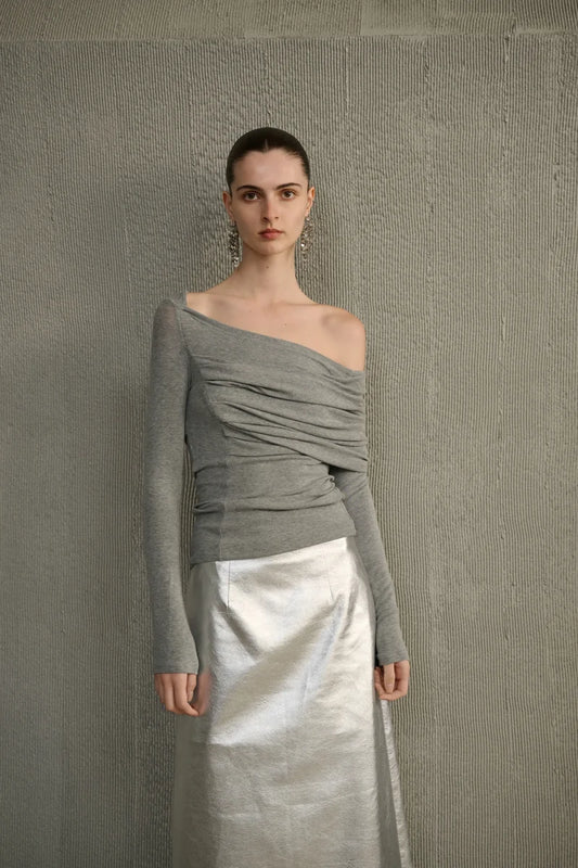 One-shoulder knit top