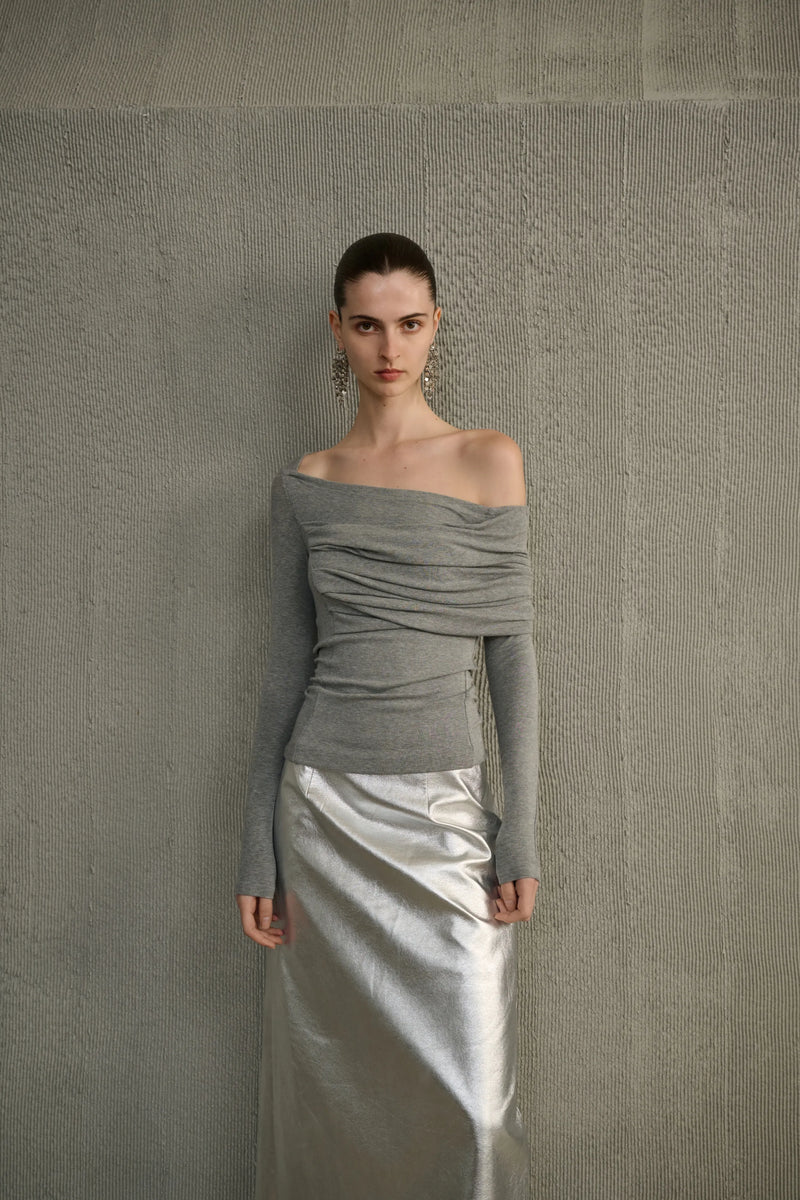 One-shoulder knit top