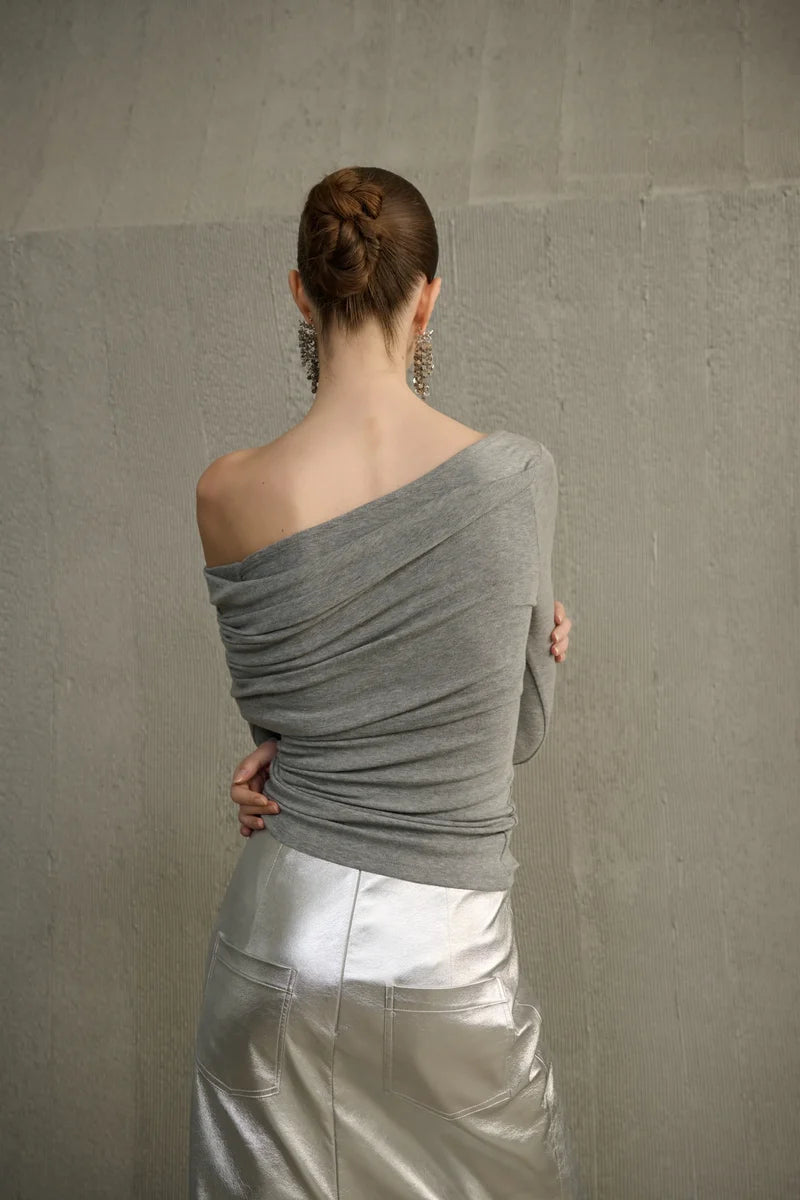 One-shoulder knit top