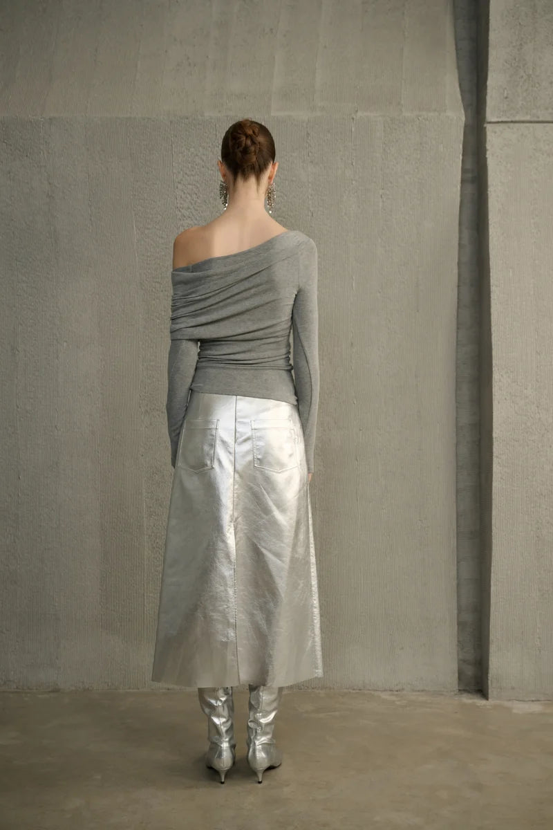 One-shoulder knit top