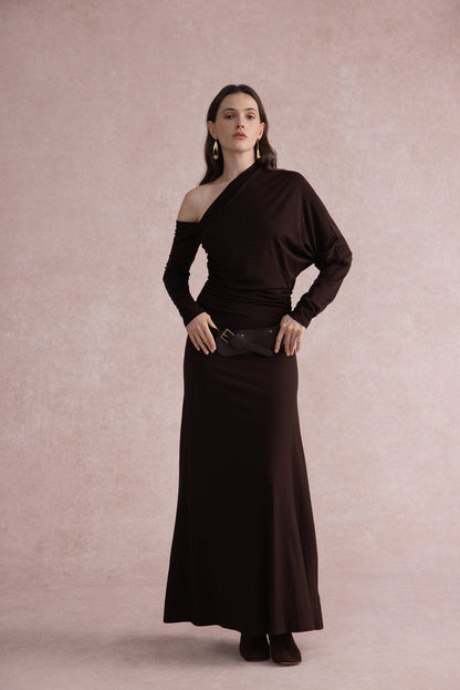 One shoulder maxi dress