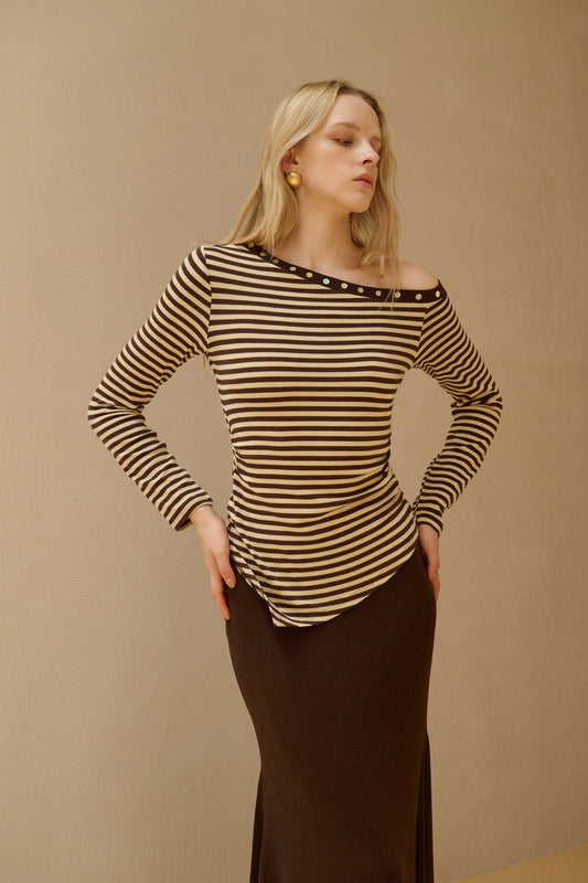 One shoulder striped top