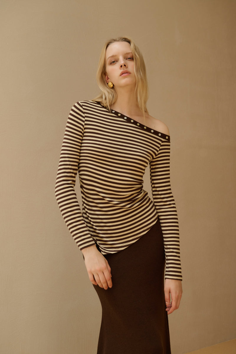 One shoulder striped top