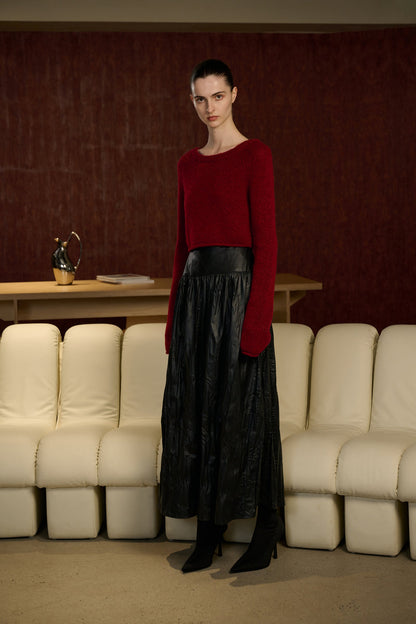 Open back cropped sweater