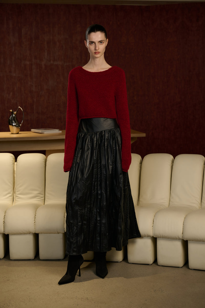 Open back cropped sweater