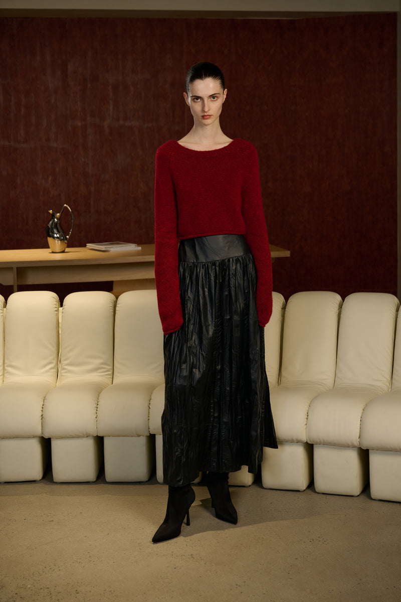 Open back cropped sweater