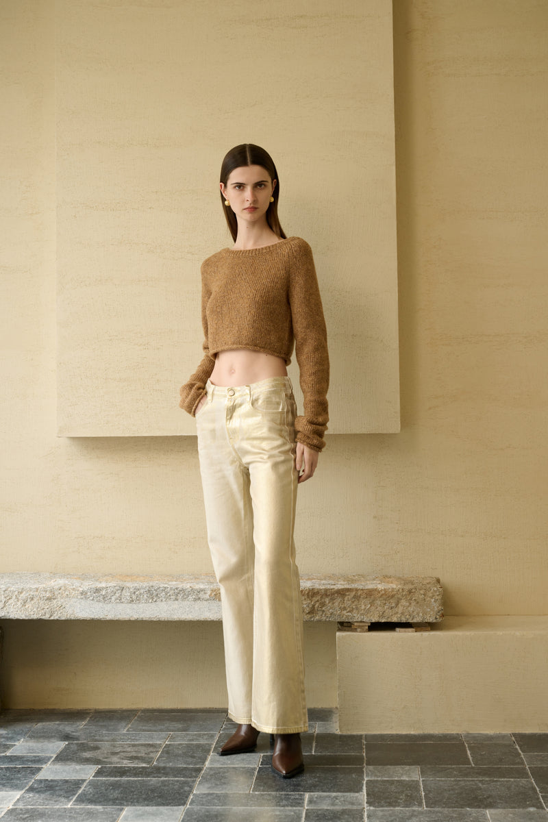 Open back cropped sweater