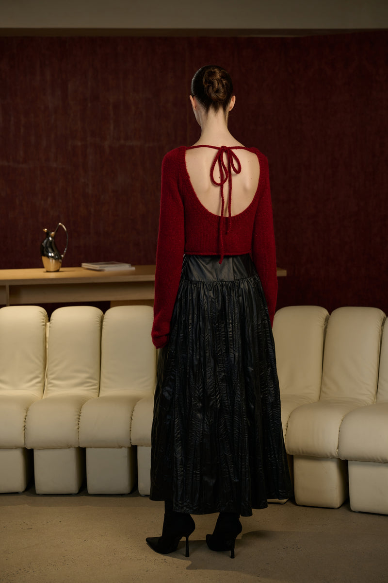 Open back cropped sweater
