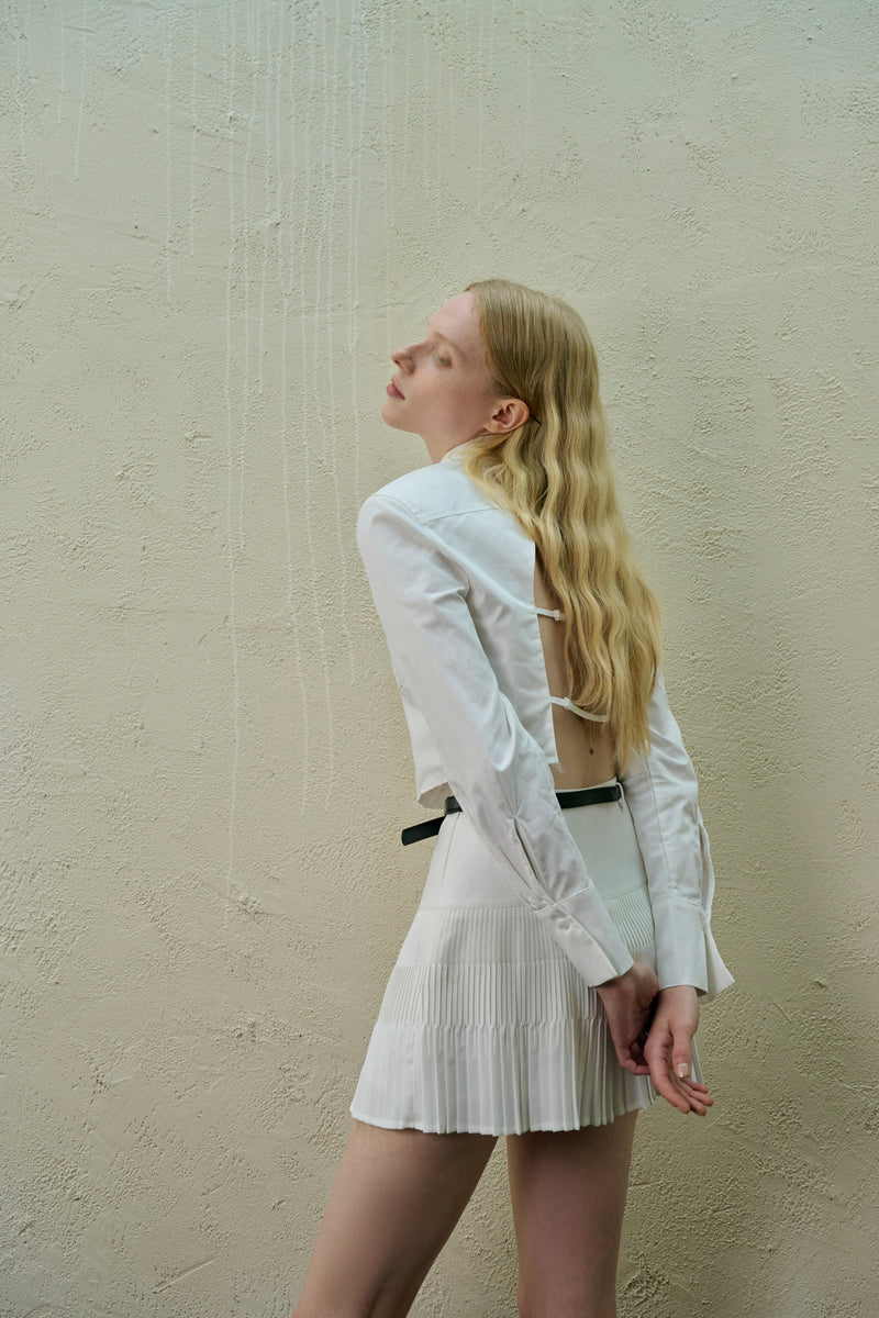 Open back shirt & skirt
