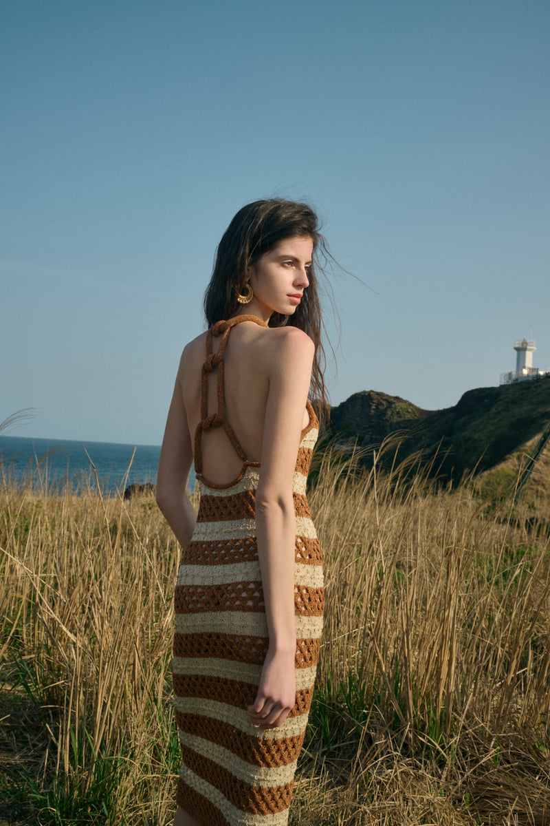 Open back striped dress