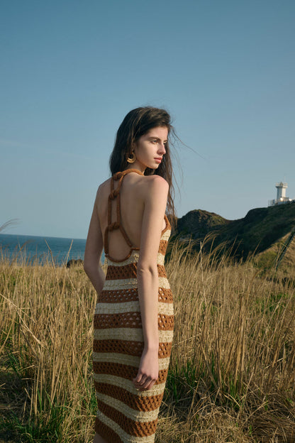 Open back striped dress
