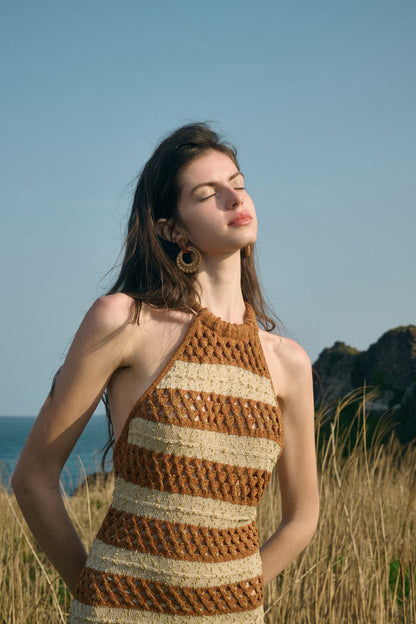 Open back striped dress