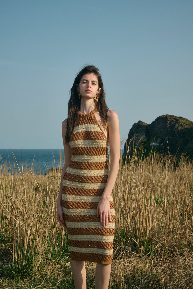 Open back striped dress