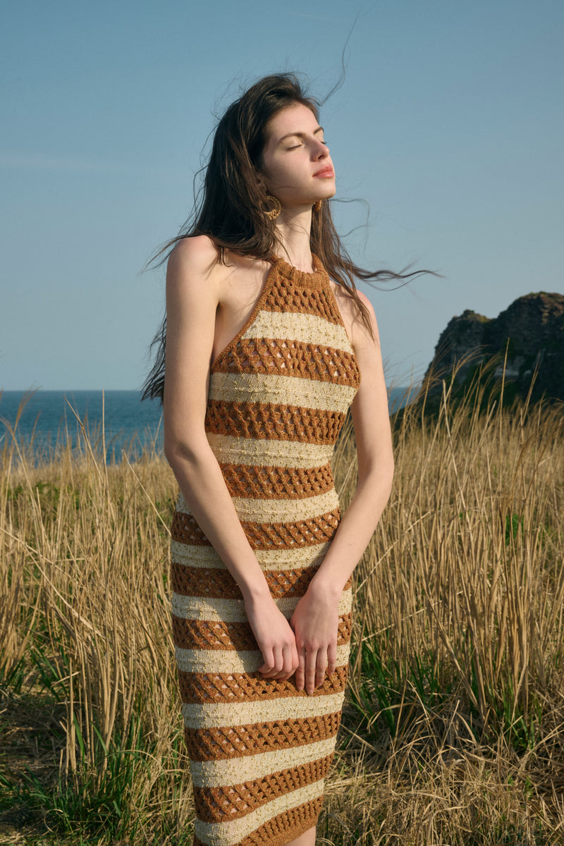 Open back striped dress